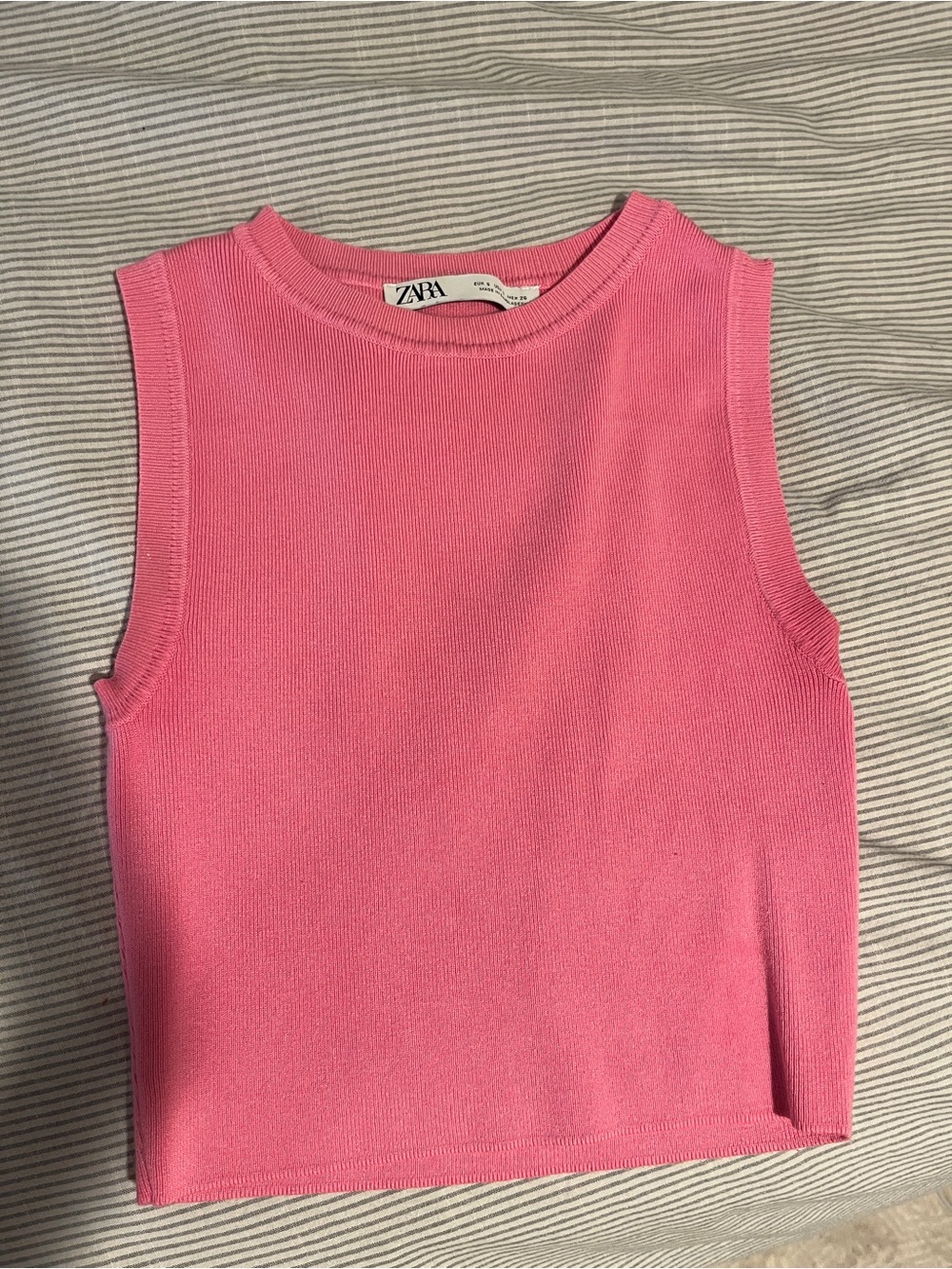 ZARA Hot Pink Ribbed Sleeveless Crop Tank